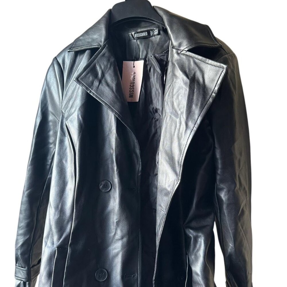 Missguided Leather Trench Coat